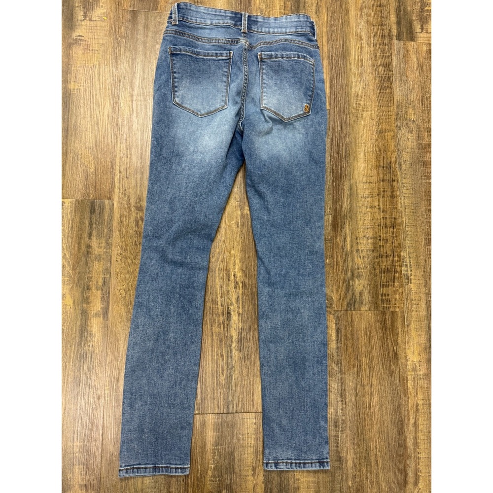 Indigo Rein Skinny Jeans Sz 7 Blue Distressed Ripped High Rise Medium Wash Denim - Picture 3 of 10